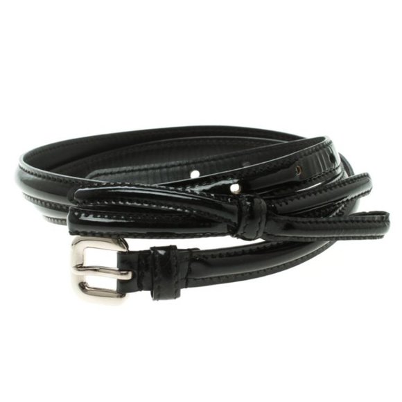 PRADA Patent Leather Skinny Bow Belt - Picture 4 of 8